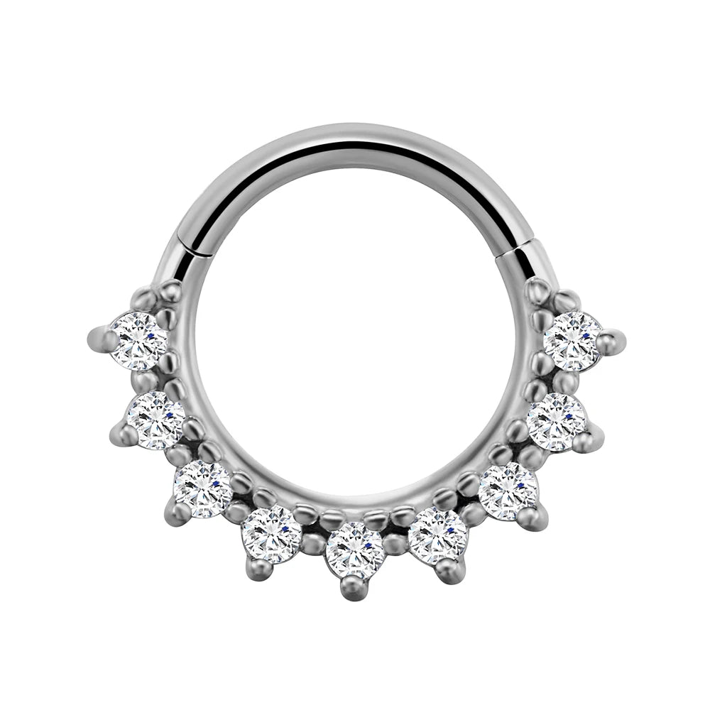 Flowers Nose Ring Septum 100% 316L Surgical Steel Zircon Clicker Daith Piercing Ear Cartilage Helix Hoop Flowers Water Drops