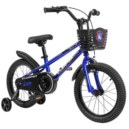 Kids Bike 14 inch for Boys & Girls with Training Wheels, Freestyle Kids' Bicycle with Bell,Basket and fender.