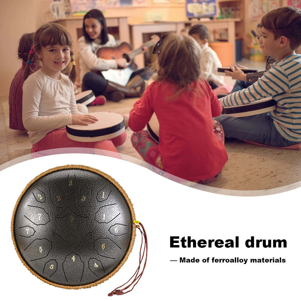12 Inch 15 Notes Steel Tongue Drum Glucophone Music Drum Ethereal Hand Drum Yoga Meditation Percussion Musical Instruments