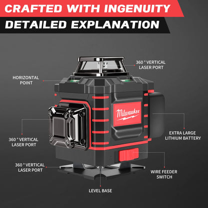Milwaukee Degree Vertical Cross Laser Level 360 Green Beam  Horizontal And Vertical Rechargeable Battery green laser level tools