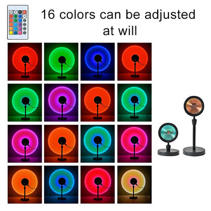 Usb Rgb Sunset Lamp Night Light Projector Photography Wall Atmosphere Neon Lights For Party Bedroom Living Room Decor