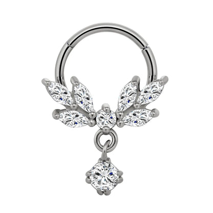 Flowers Nose Ring Septum 100% 316L Surgical Steel Zircon Clicker Daith Piercing Ear Cartilage Helix Hoop Flowers Water Drops