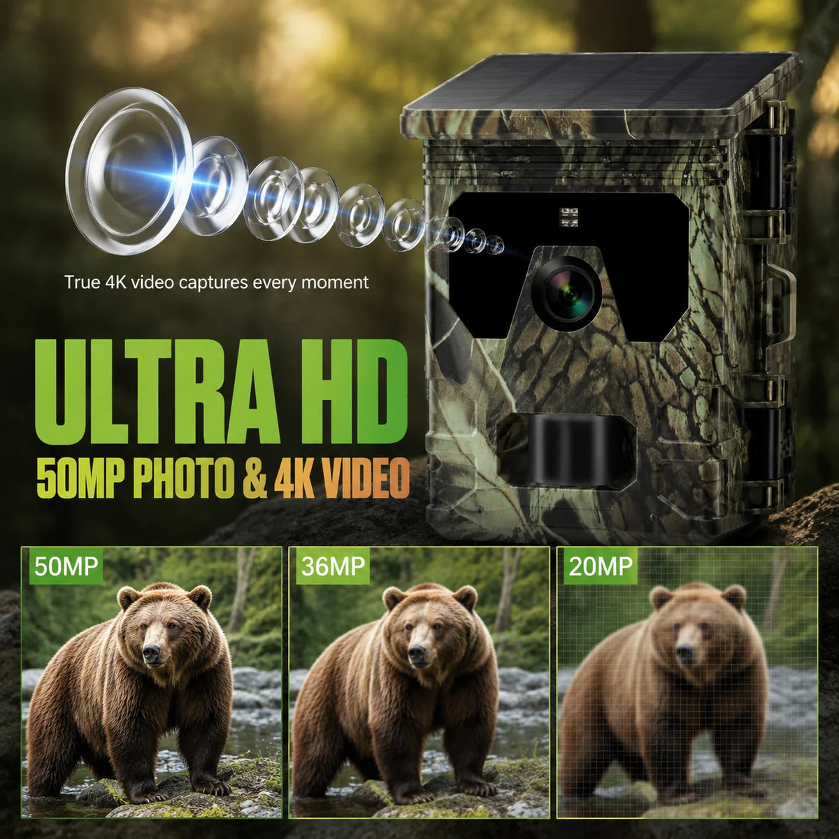 Solar Trail Camera 50MP 4K