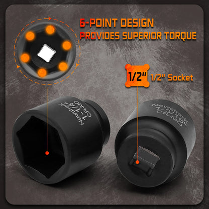 1/2"Impact Socket Set,30 Piece Shallow Impact Socket Kit Assortment, Includes Ratchet Handle and Impact Extension Bars, Automoti