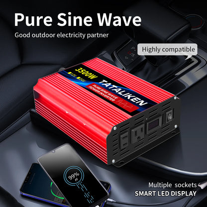 US Socket DC12V To AC 110V 60HZ Pure Sine Wave Inverter Car Power 1000W-10000W Voltage Portable Converter with LED