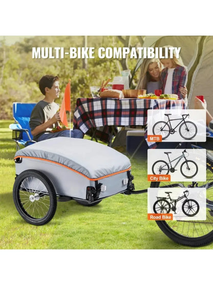 VEVOR Bike Cargo Trailer, 100 lbs Load Capacity, Heavy-Duty Bicycle Wagon Cart, Foldable Compact Storage with Universal Hitch,