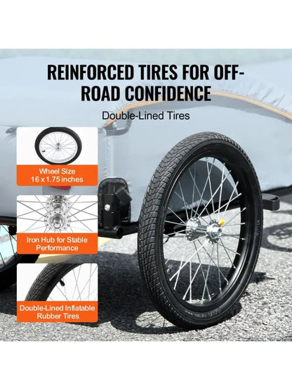 VEVOR Bike Cargo Trailer, 100 lbs Load Capacity, Heavy-Duty Bicycle Wagon Cart, Foldable Compact Storage with Universal Hitch,