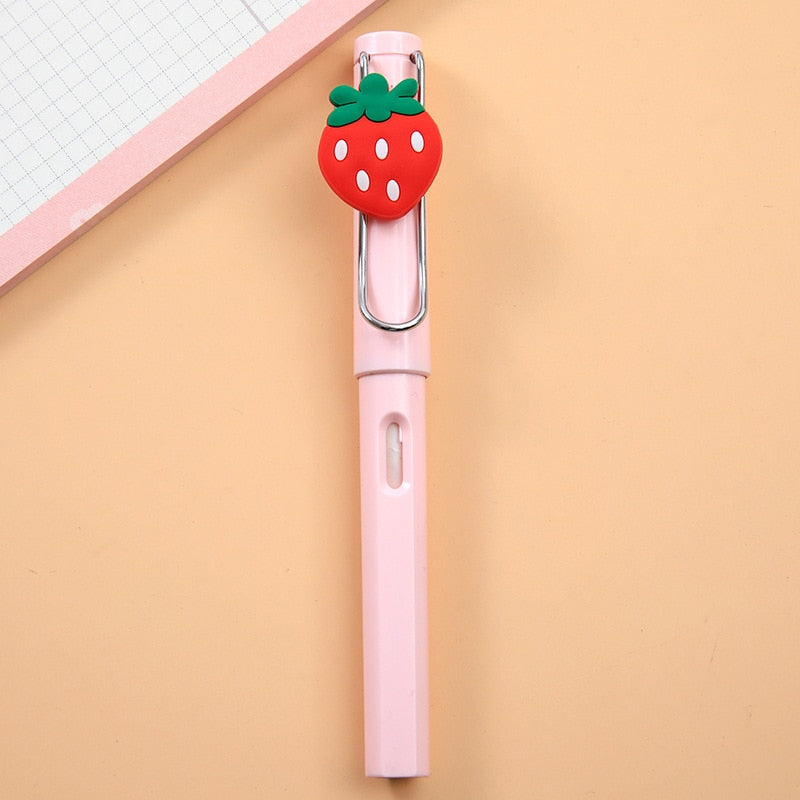 Cartoon Infinity Pencil with Fruits Animal Decoration Eternal Pencil for Kids Cute Stationery Kawaii School Supplies