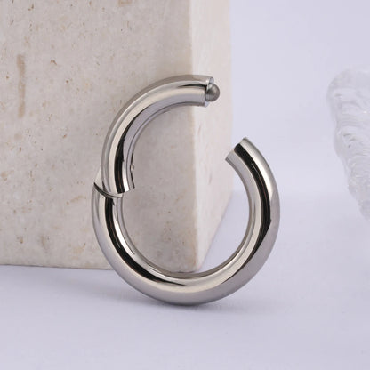 ASTM F136 Titanium Large Gauge 6G 8G 10G Single Hinged Clicker Segment Hoop Ring Septum Nose Piercing