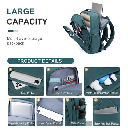 Large Travel Backpack Women Carry on Backpack, Airline Approved Personal Item Bag, Airplane Backpack, Hiking Short-Trip Rucksack