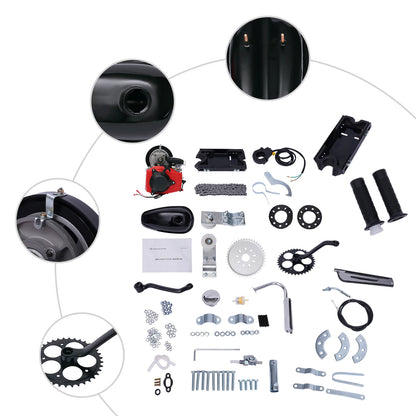 Engine Motor Kit 142F Chain 4-Stroke 49cc Gas Petrol Motorized Bike Engine Motor Air Cooling Single Cylinder Belt Engine Motor