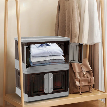 Collapsible Storage Bins, 2-Pack of Large Stackable Wheeled Clothing, Shoe, Bedroom, Office Organizer,  Foldable Containers