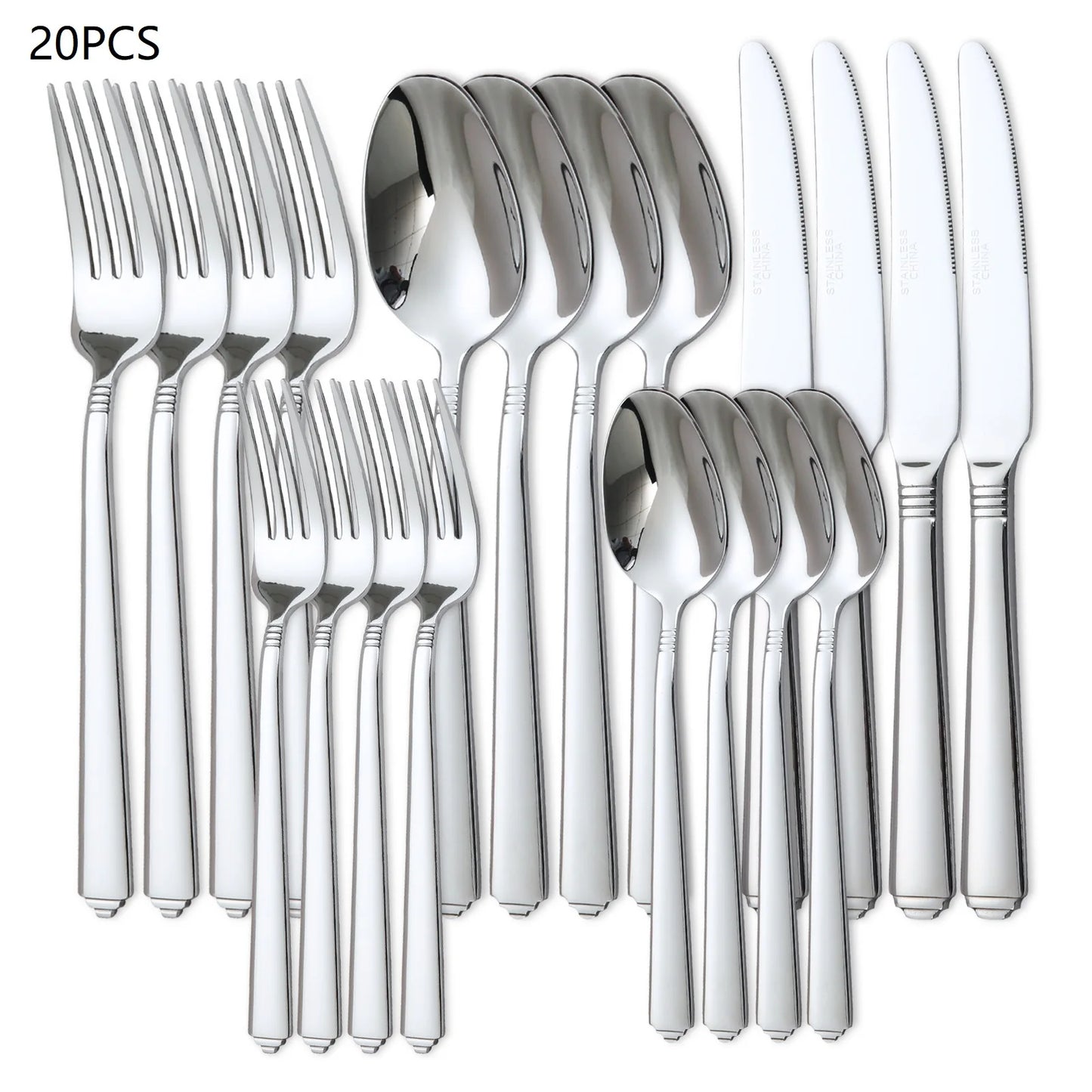 20pcs stainless steel tableware set, Silverware Set modern design western food utensils, dinner, restaurant suppliesrestaurant