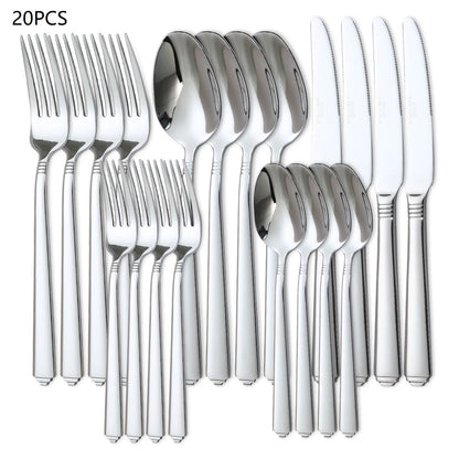 20pcs stainless steel tableware set, Silverware Set modern design western food utensils, dinner, restaurant suppliesrestaurant