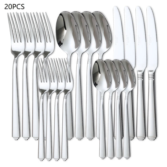 20pcs stainless steel tableware set, Silverware Set modern design western food utensils, dinner, restaurant suppliesrestaurant