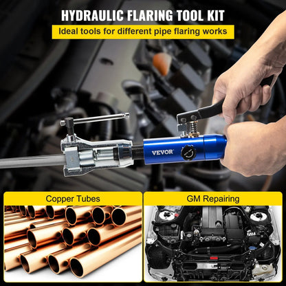 Hydraulic Flaring Tool Kit 3/16"-1/2" 45° Double Brake Flare Tool with Tube Cutter and Deburrer 32 PCS Tube Flaring Tools