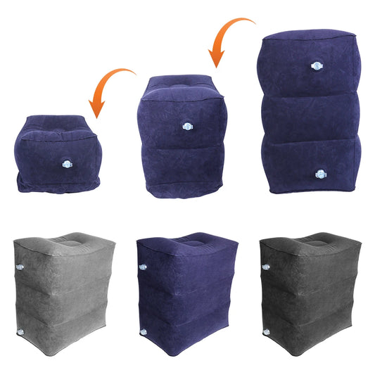 Inflatable PVC 3 Layers Travel Foot Rest Pillows Leg Support Footrest Pillow On Airplane Car Bus Adjustable High Resting Pillow