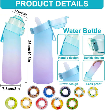 650ml Air Water Bottle with 7 Flavour Pods BPA Free,0 Sugar 0 Calorie Sports Water Bottles Drinking Cup for Fitness, Outdoor