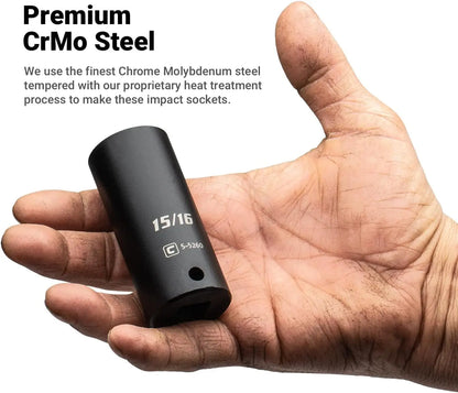 Capri Tools 1/2-Inch Drive Deep Impact Socket Set With Adapters And Extensions, Chrome Molybdenum, Master Set Metric And Sae,