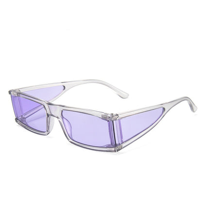 Vintage Rectangle Sunglasses Women Small Frame Mirror Sun Glasses Silver Black Lens Men One Piece Punk Eyeglasses Gafas Shades