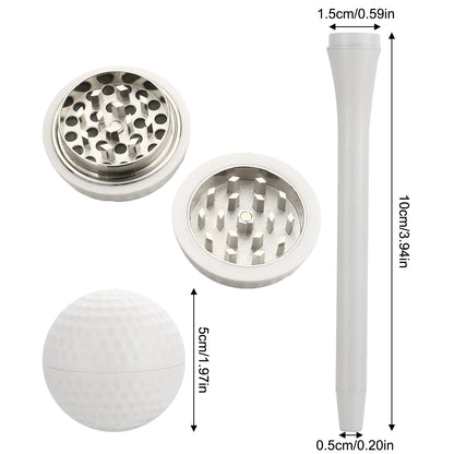 Tobacco Grinder Golf Ball Shape with Cigarette Smoking Pipe Metal Dry Herb Smoke Cigarette Accessories