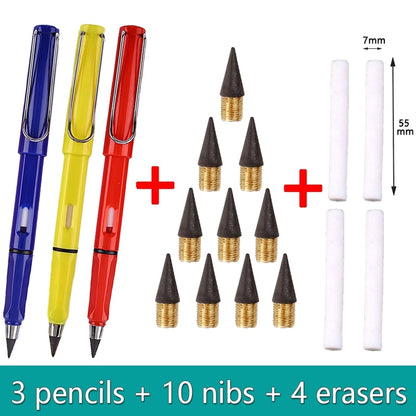 17Pcs/Set Infinity Pencils No Sharpening Eternity Pencils No Ink Kawaii Unlimited Pens Art Supplies School Stationery Nib Eraser