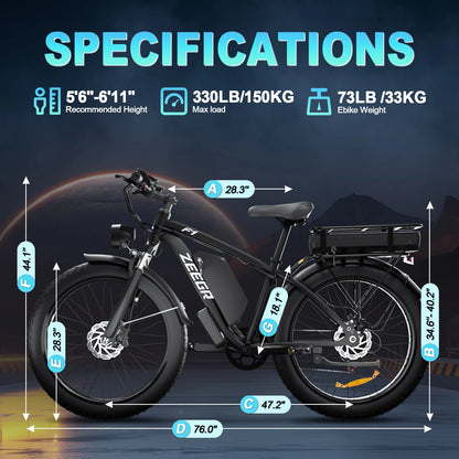 ZEEGR F1 pro 48V 2000W Dual Motor Ebike | 35MPH Speed | 160Miles Range | High-Power Electric Bicycle