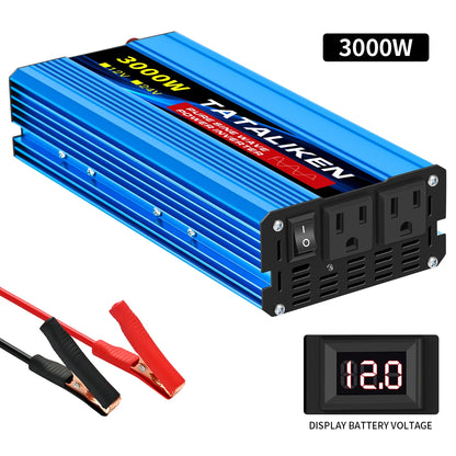 US Socket DC12V To AC 110V 60HZ Pure Sine Wave Inverter Car Power 1000W-10000W Voltage Portable Converter with LED