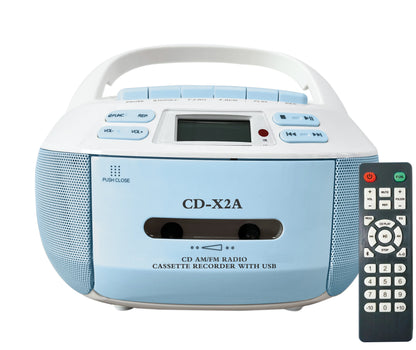 CD Player Boombox Cassette Player Combo with Bluetooth,AM/FM Radio,Stereo Sound with Remote Control,AUX/USB Drive,Tape Recording