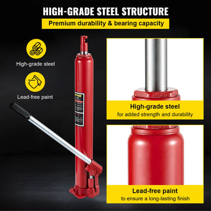 VEVOR Hydraulic Jack 3 /4/8/12 Ton Car Hydraulic Long Ram Jack Manual Engine Lift Hoist Cherry Picker Mechanical Workshop Tool