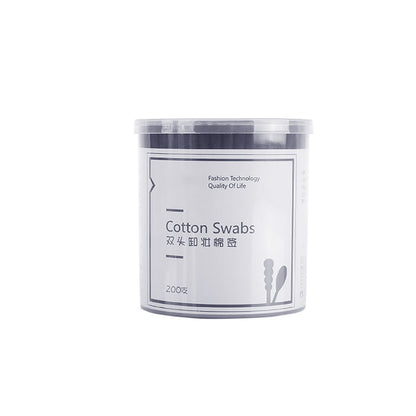 200pcs Disposable Cotton Swab Spiral Ear Cleaner Black Double Heads Medical Swab Lipstick Eyebrow Eyelash Cotton Bud Makeup Tool