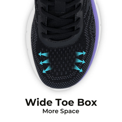 FitVille Women's Shoes Wide Width Walking Casual Shoes Thick Sole Lightweight Sneakers for Swollen Feet Relieve Toe Pain