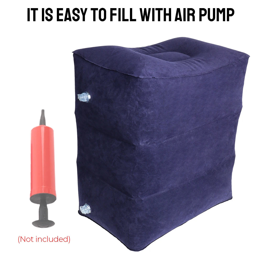Inflatable PVC 3 Layers Travel Foot Rest Pillows Leg Support Footrest Pillow On Airplane Car Bus Adjustable High Resting Pillow