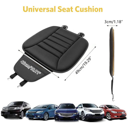 New Car Seat Cushion Memory Foam Front Car Seat Mat Pad Non-Slip Rubber Chair Protector Breathable Cover with Storage Pouch