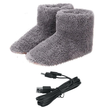 USB Heated Shoes for Men Women Winter Warm Heating Shoes Plush Electric Slippers Warm Snow Boots Size 35-43 Feet Heated Shoes