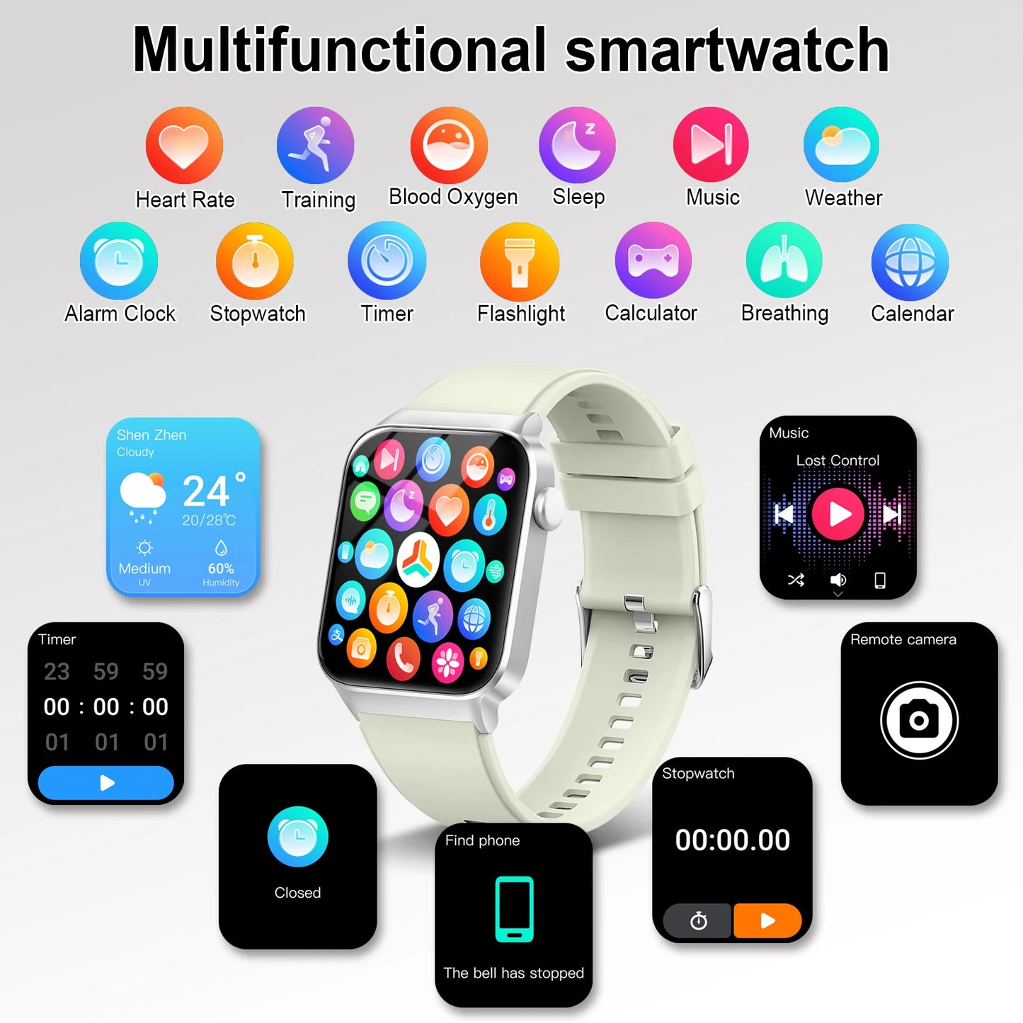 Smart Watch, 1.85" Smartwatch (Answer/Make Call), IP68 Waterproof Fitness Tracker, 100+ Sport Modes, Heart Rate and Sleep Monito