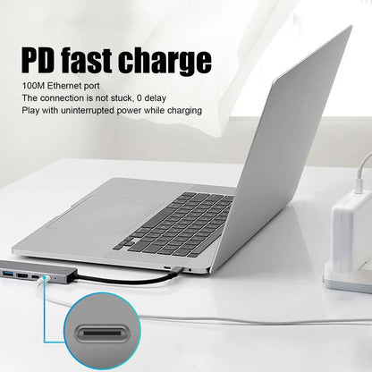 Docking Hub 8 in 1 Type‑C to High‑Definition Multimedia Interface USB PD Expansion Dock for Transfer Data