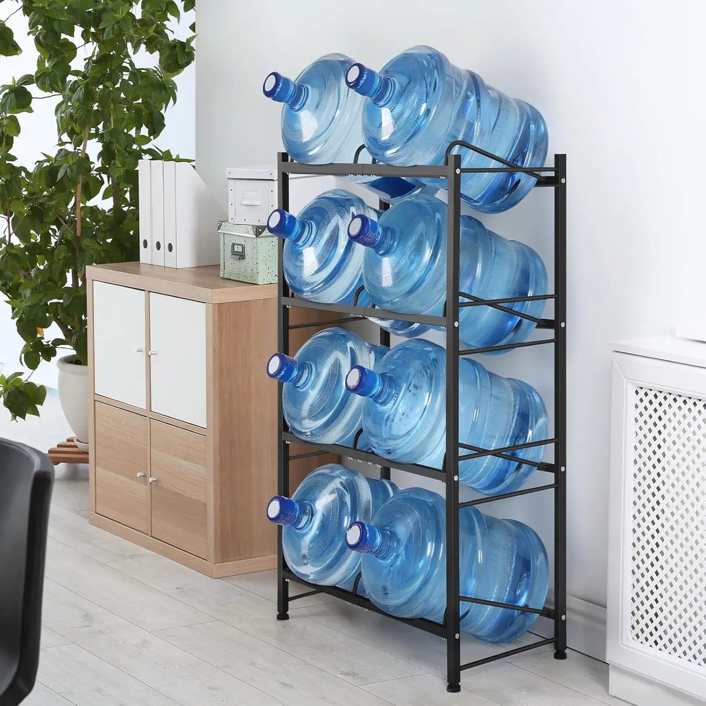 4 Tier Water Jug Holder w/ 8 Slots Heavy Duty 5 Gallon Water Bottle Storage Rack