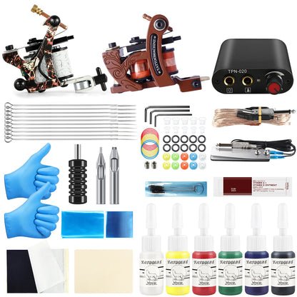 Tattoo Kit Tattoo Machines Gun With Inks Power Supply Pedal Body Art Tools Tattoo Set Complete Accessories Supplies From RU/US