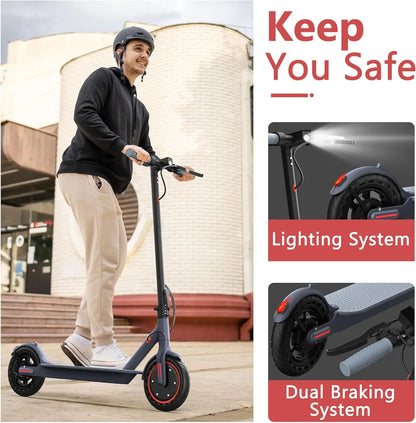 Electric Scooter for Adults, 8.5" Tires, 19Mph Top Speed, 350W Motor, Max 21 Miles Long Range, Folding E-Scooter Dual Braking