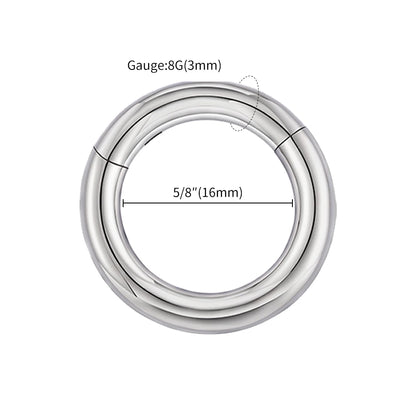 ASTM F136 Titanium Large Gauge 6G 8G 10G Single Hinged Clicker Segment Hoop Ring Septum Nose Piercing