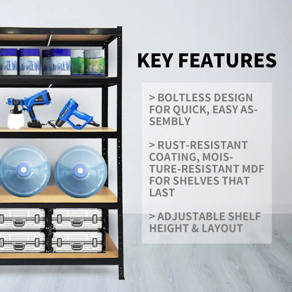 5-Tier Utility Shelves,Garage Storage Shelving,Metal Storage Shelves,Adjustable Shelving Units,Boltless Assembly,Load 875kg