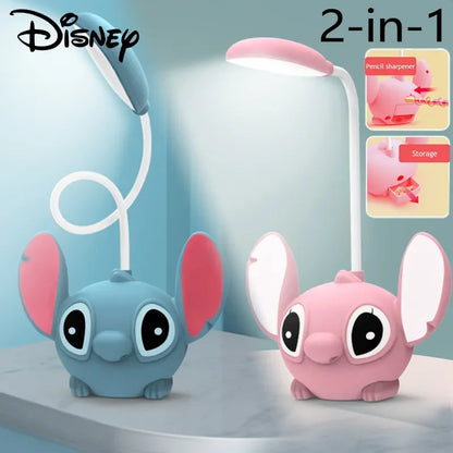 Disney Stitch Night Light Glowing Children Toy Cartoon Lilo&Stitch Small Led Desk Lamp with Pencil Sharpener Kids Christmas Gift