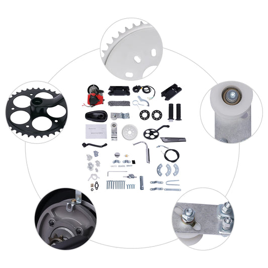 Engine Motor Kit 142F Chain 4-Stroke 49cc Gas Petrol Motorized Bike Engine Motor Air Cooling Single Cylinder Belt Engine Motor