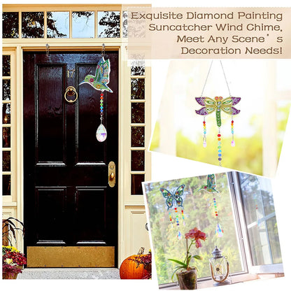 3pcs Diamond Artwork Suncatcher DIY Creative Diamond Wind Chime Kit Hanging Diamond Artwork Ornament for Garden Window Balcony