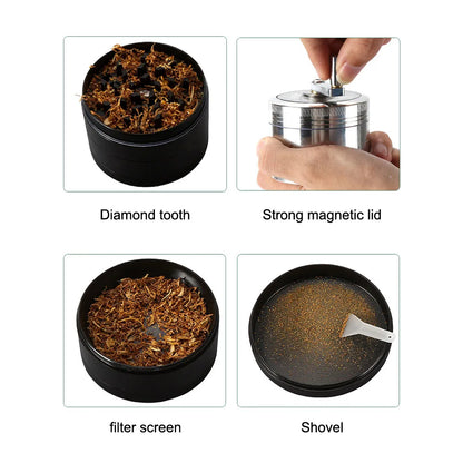 Tobacco Grinder 61MM 4-Layer Hand Tools Spice Cutter Aluminum Alloy Smoking Herb Cutter Latest Lightning-Shaped Portable