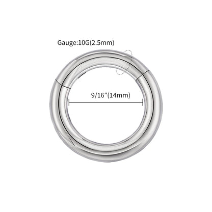 ASTM F136 Titanium Large Gauge 6G 8G 10G Single Hinged Clicker Segment Hoop Ring Septum Nose Piercing