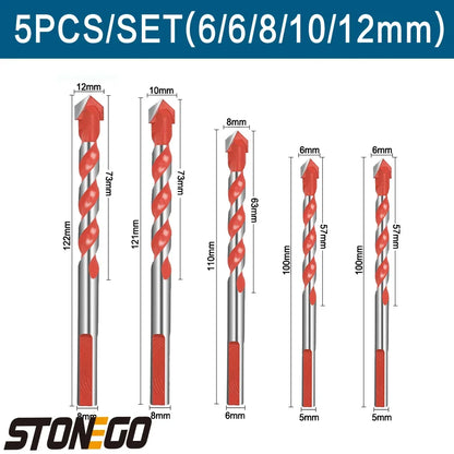 STONEGO 1PC/5PCS Multifunctional Drill Bits Ceramic Wall Tile Marble Glass Punching Hole Saw Drilling Bits 6mm/8mm/10mm/12mm