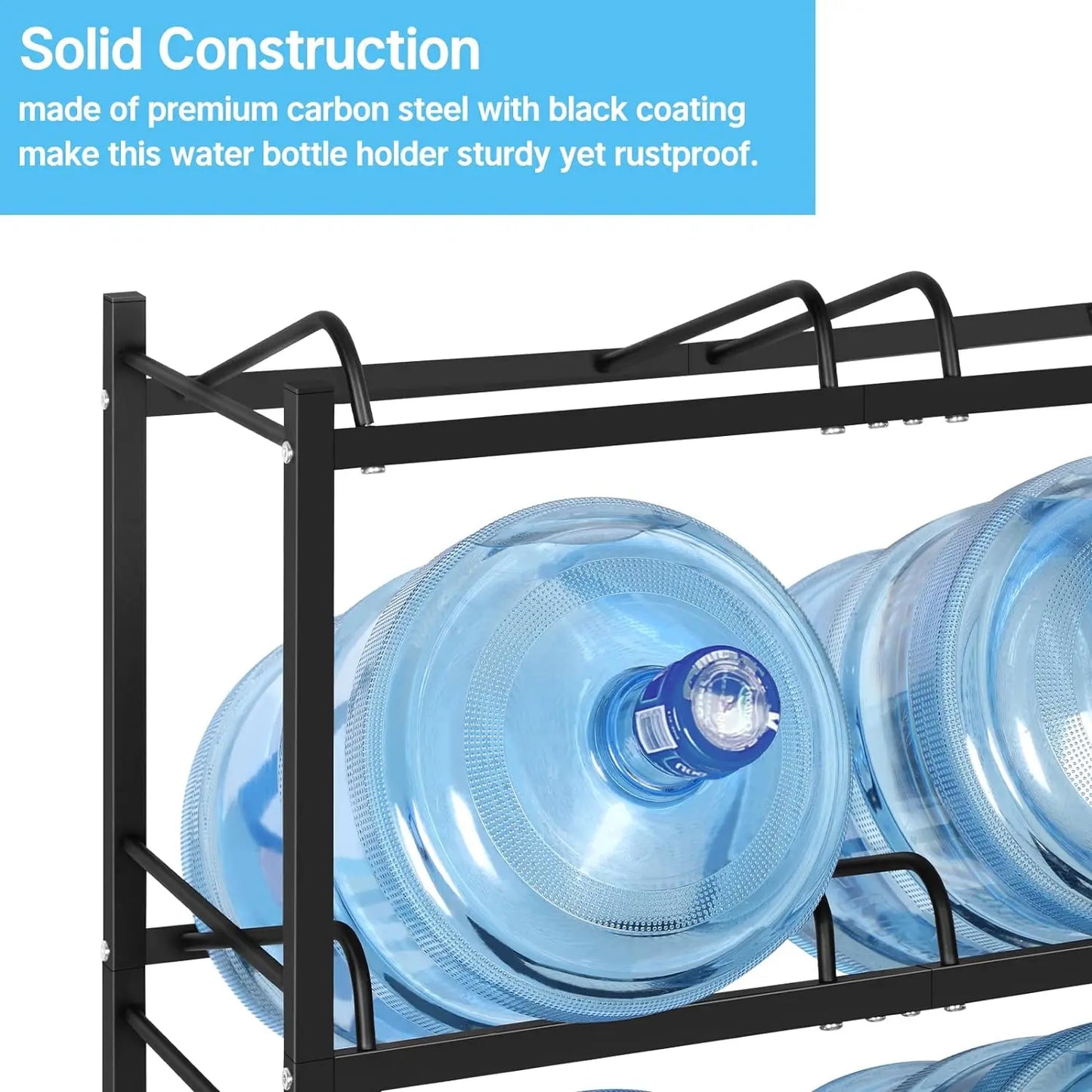4 Tier Water Jug Holder w/ 8 Slots Heavy Duty 5 Gallon Water Bottle Storage Rack