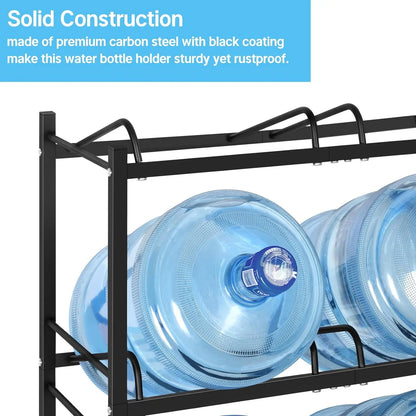 4 Tier Water Jug Holder w/ 8 Slots Heavy Duty 5 Gallon Water Bottle Storage Rack